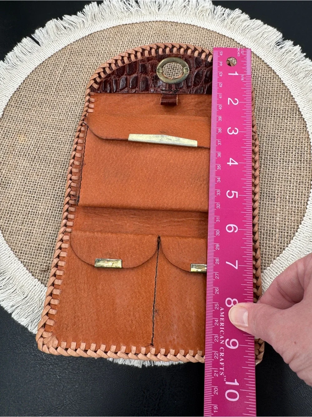 Vintage Genuine Alligator Crocodile Skin Trifold Wallet Coin Purse Whipstitch